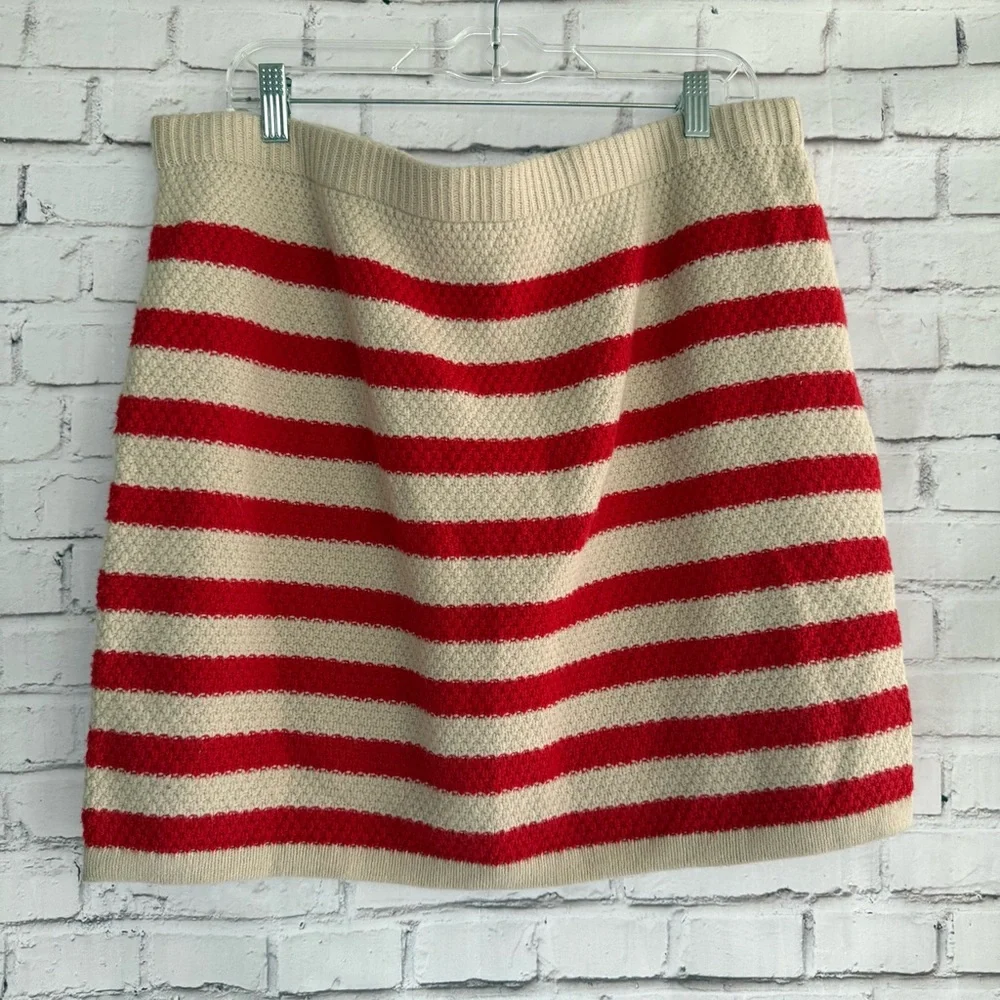 Striped Red and Cream Sweater Skirt